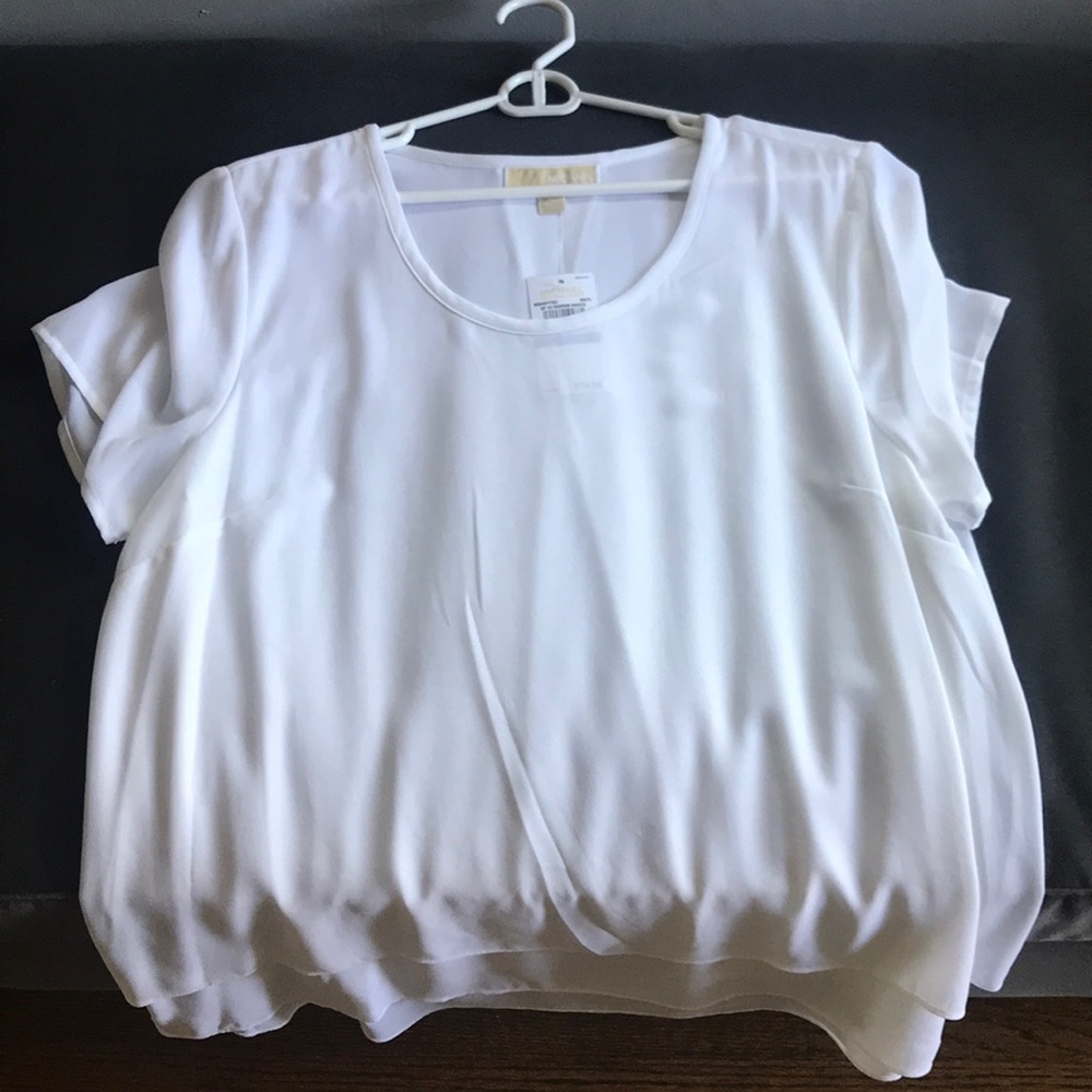 COPY - Michael Kors short sleeve layered white top